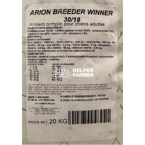 ARION Breeder Winner, Повнораціонний корм для дорослих собак усіх порід ультра-преміум класу, 20 кг ARION Breeder Winner, Повнораціонний корм для дорослих собак усіх порід ультра-преміум класу, 20 кг