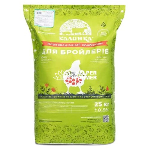 Комбикорм Калинка предстартовая для бройлеров 2400 (0-7 дней) 100% готовый корм 8211, 25 кг