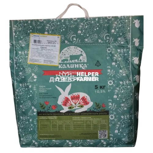 Комбикорм Калинка старт для молодняка кроликов (от 20 до 60 дней) 100% корм 6804, 5 кг