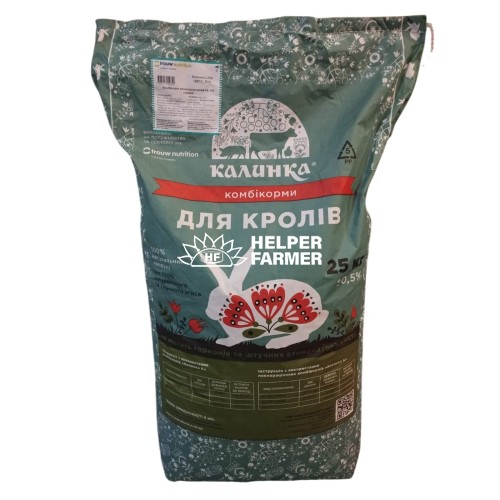 Комбикорм Калинка гровер полнорационный для кроликов (от 60 до 110 дней) 6810 100% готовый корм, 25 кг