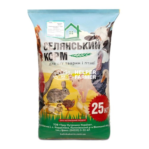 Комбікорм для курей-несучок 100% готовий комбікорм Селянський корм (7024), 25 кг