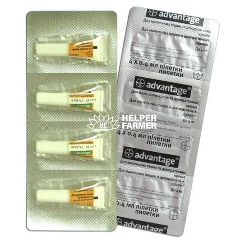 Адвантейдж 40 Bayer капли от заражений блохами для кошек и котят до 4 кг, 1 пипетка