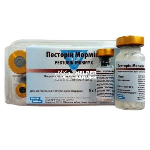 Вакцина Песторин Мормикс против вирусной геморрагической болезни кроликов и миксоматоза по 10 доз №5 в флаконе