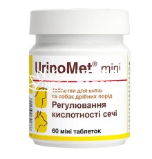 УріноМет міні Dolfos UrinoMet mini регулятор кислотності сечі для кішок і собак, 60 таблеток