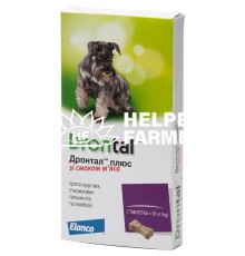 Дронтал Плюс для лікування і профілактики гельмінтозів у собак зі смаком м'яса, 1 таблетка