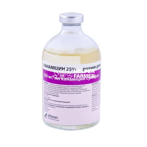 Канамицин 25% (ДЛЯ ЖИВОТНЫХ) раствор для инъекций, 100 мл