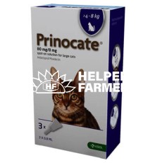 Краплі Prinocat від бліх, коростяних кліщів, профілактика дирофіляріозу для кішок 4-8 кг, 3 піпетки по 0,8 мл