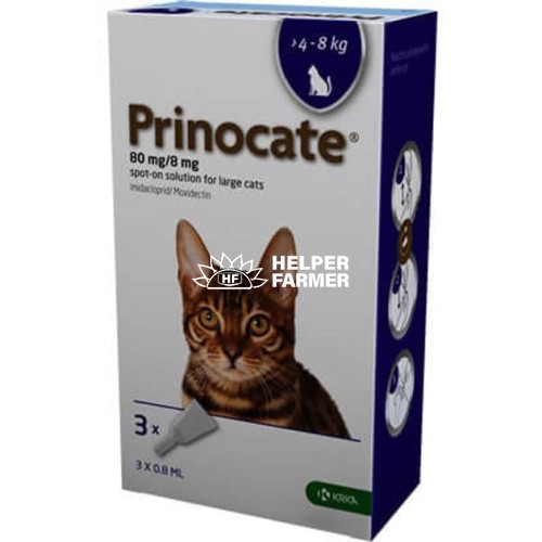 Краплі Prinocat від бліх, коростяних кліщів, профілактика дирофіляріозу для кішок 4-8 кг, 3 піпетки по 0,8 мл Краплі Prinocat від бліх, коростяних кліщів, профілактика дирофіляріозу для кішок 4-8 кг, 3 піпетки по 0,8 мл