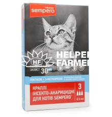 Капли на холку Vitomax Sempero от блох и клещей для кошек от 2-х кг, 0,5 мл, 1 пипетка