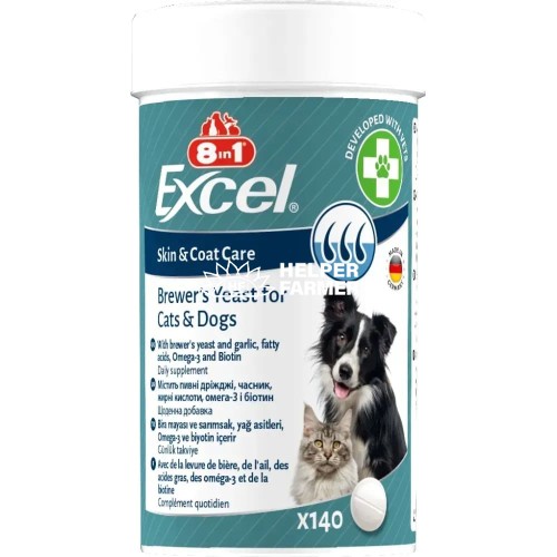 Пивные дрожжи 8in1 Excel Brewers Yeast для кошек и собак, 140 таблеток