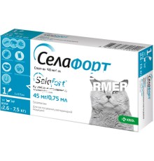 Селафорт капли от блох клещей и гельминтов для кошек весом 2,6-7,5 кг, 1 пипетка