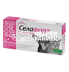 Селафорт капли от блох клещей и гельминтов для кошек и собак весом до 2,5 кг, 1 пипетка