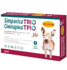 Симпарика ТРИО жевательные таблетки для собак 1,25-2,5 кг, 1 таблетка