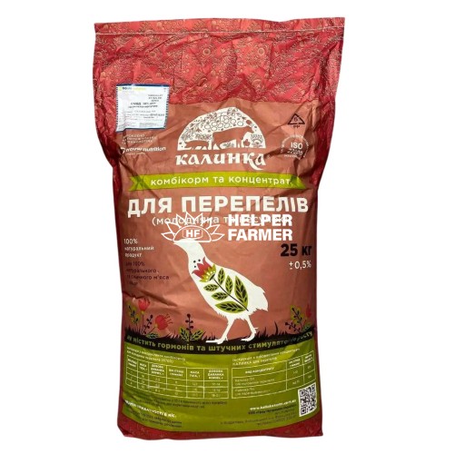 Комбикорм Калинка для перепелов, 10% БВМД для перепела-несушки 6703, 25 кг