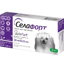 Селафорт капли от блох клещей и гельминтов для собак весом 2,6-5 кг, 1 пипетка