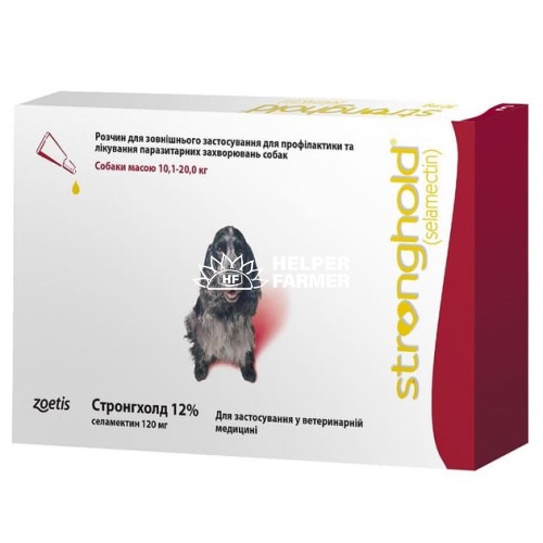 Стронгхолд 12% капли от паразитов для собак 10,1-20 кг, 1 пипетка по 1 мл Стронгхолд 12% капли от паразитов для собак 10,1-20 кг, 1 пипетка по 1 мл