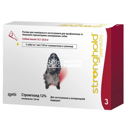 Стронгхолд 12% капли от паразитов для собак 10,1-20 кг, 3 пипетки по 1 мл Стронгхолд 12% капли от паразитов для собак 10,1-20 кг, 3 пипетки по 1 мл