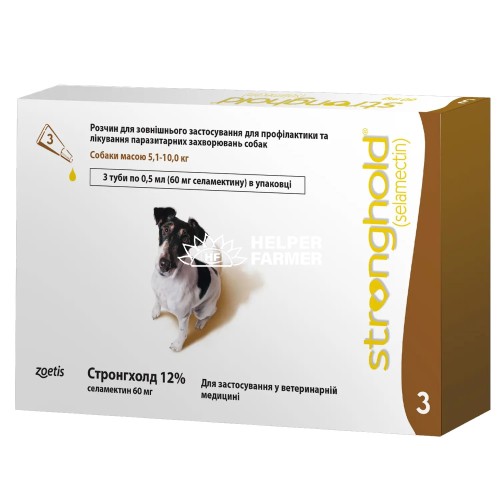 Стронгхолд 12% капли от паразитов для собак 5,1-10 кг, 3 пипетки по 0,5 мл