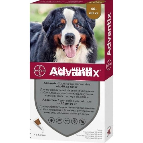 Адвантикс Bayer капли от заражений экто паразитами для собак 40-60 кг, 4 пипетки Адвантикс Bayer капли от заражений экто паразитами для собак 40-60 кг, 4 пипетки
