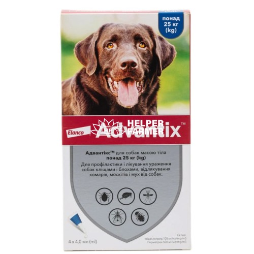 Адвантікс Bayer краплі від заражень екто паразитами для собак 25-40 кг, 4 піпетки