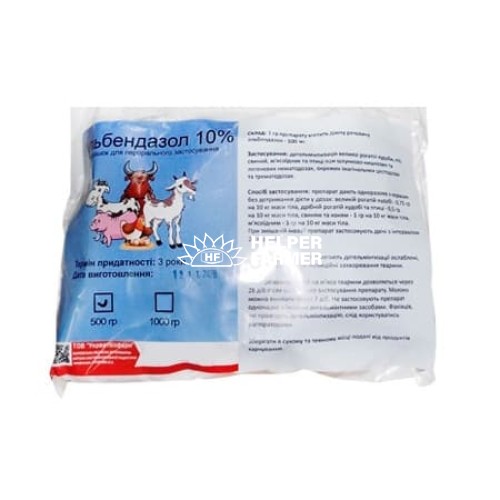 Альбендазол (ДЛЯ ЖИВОТНЫХ) 10% антигельминтик, порошок, 500 г