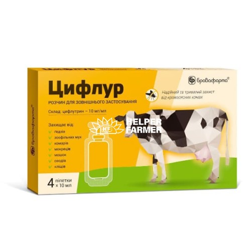 Цифлур (ДЛЯ ТВАРИН) розчин інсектоакарицидної по 10 мл, 4 піпетки