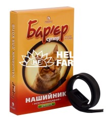 Ошейник Барьер от блох и клещей для кошек, черный, 35 см