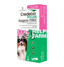 Кределио Плюс жевательные таблетки от блох и клещей и гельминтов для собак от 2,8 до 5,5 кг, 3 таблетки
