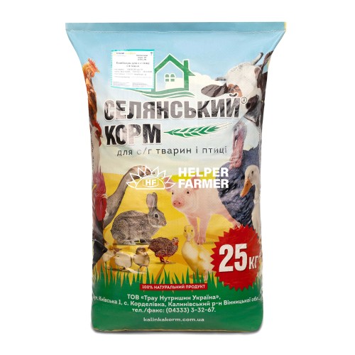 Комбікорм Селянський корм для сільськогосподарської птиці з 4-го тижня (6625), 25 кг