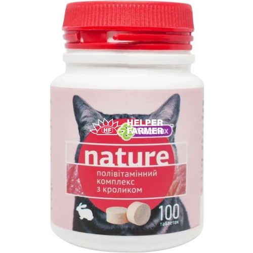 Полівітамінний комплекс Vitomax Nature для котів з кроликом, 100 таблеток Полівітамінний комплекс Vitomax Nature для котів з кроликом, 100 таблеток