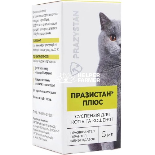 Празистан + Антигельмінтна суспензія для котів та кошенят, 5 мл Празистан + Антигельмінтна суспензія для котів та кошенят, 5 мл