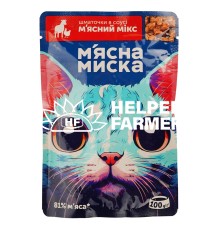 Влажный корм для кошек Мясная Миска кусочки в соусе мясной микс, 100 г