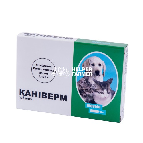 Каніверм 0,175 г від глистів для цуценят і кошенят, 6 таблеток Каніверм 0,175 г від глистів для цуценят і кошенят, 6 таблеток