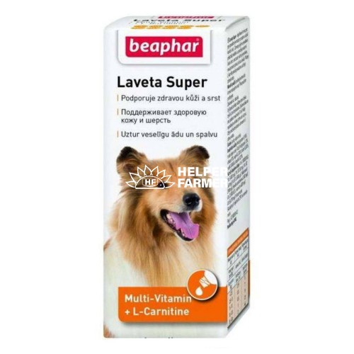 Вітаміни для собак Beaphar Laveta Super від линьки, для здорової шкіри та красивої блискучої вовни, 50 мл
