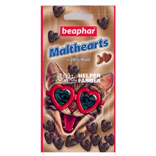 Ласощі для кішок Beaphar Malthearts серця з мальт-пастою для виведення вовни зі шлунка, 150 штук Ласощі для кішок Beaphar Malthearts серця з мальт-пастою для виведення вовни зі шлунка, 150 штук