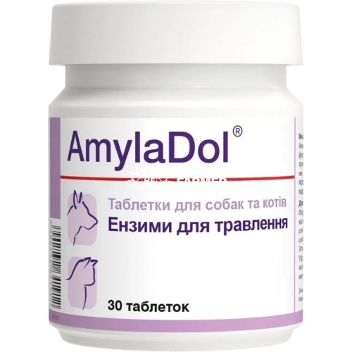 АмілаДол Dolfos AmylaDol для собак і кішок при порушенні травлення, 30 таблеток АмілаДол Dolfos AmylaDol для собак і кішок при порушенні травлення, 30 таблеток