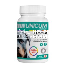 Вітаміни для собак Unicum Premium Extra Size середніх та великих порід з кальцієм і фосфором, здорові зуби та кістки 100 таблеток