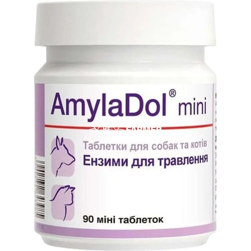АмілаДол міні Dolfos AmylaDol mini для собак і кішок при порушенні травлення, 90 таблеток АмілаДол міні Dolfos AmylaDol mini для собак і кішок при порушенні травлення, 90 таблеток