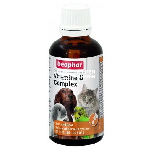 Витамины Beaphar Vitamine B Complex для собак, кошек, птиц и грызунов, 50 мл
