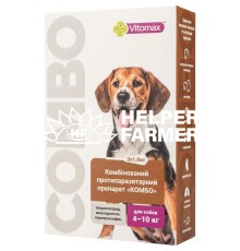 Капли на холку Vitomax COMBO от экто- и эндо-паразитов для собак 4-10 кг по 1 мл, 3 пипетки
