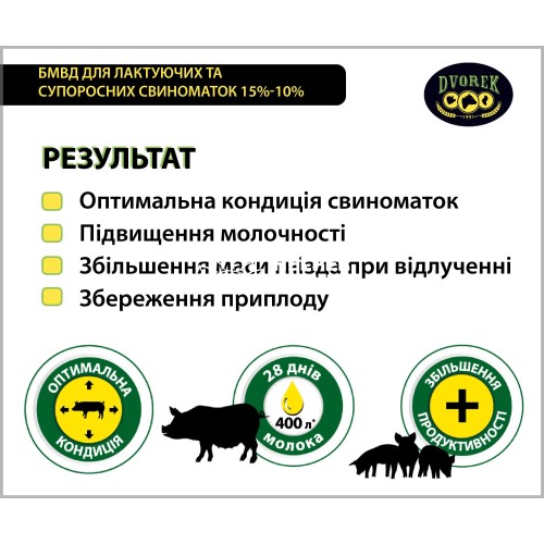 БМВД Dvorek для лактирующих и супоросных свиноматок 15%-10%, 25 кг БМВД Dvorek для лактирующих и супоросных свиноматок 15%-10%, 25 кг