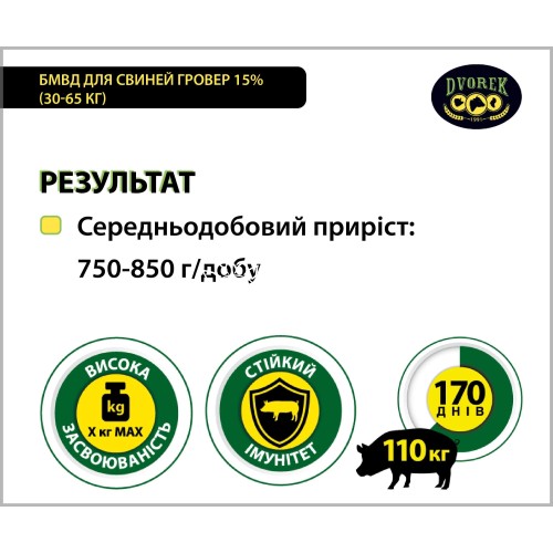 БМВД Dvorek для свиней гровер 15% (30-65 кг), 10 кг БМВД Dvorek для свиней гровер 15% (30-65 кг), 10 кг