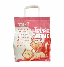Соевый наполнитель для кошачьего туалета MiMi CAT TOFU с ароматом клубники, 6 л