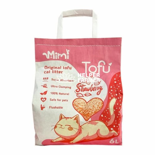 Соевый наполнитель для кошачьего туалета MiMi CAT TOFU с ароматом клубники, 6 л