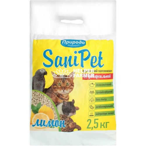Наповнювач деревинний Природа Sani Pet Універсальний лимон, 2.5 кг