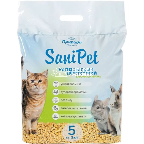 Наполнитель древесный Sani Pet Универсальный с ароматом яблока, 5 кг