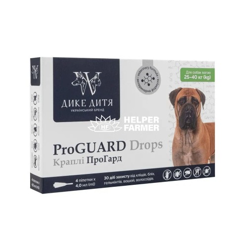 Капли Дикое Дитя ProGUAR для собак весом от 25 до 40 кг 4 мл (4 пипетки)