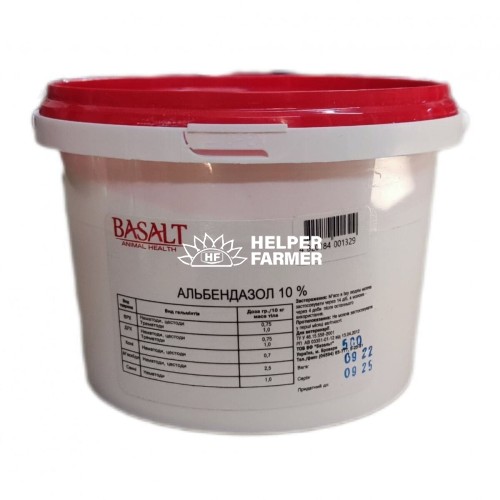 Альбендазол 10% (ДЛЯ ЖИВОТНЫХ) ведро Basalte, 500 г Альбендазол 10% (ДЛЯ ЖИВОТНЫХ) ведро Basalte, 500 г