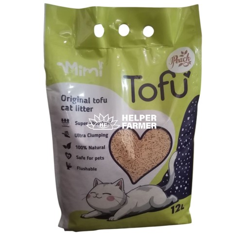 Наповнювач соєвий для котячого туалету MiMi CAT TOFU з ароматом персика, 12 л