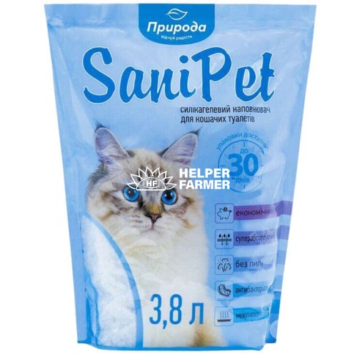 Наповнювач для котячого туалету Sani Pet силікагелевий, 3.8 л Наповнювач для котячого туалету Sani Pet силікагелевий, 3.8 л